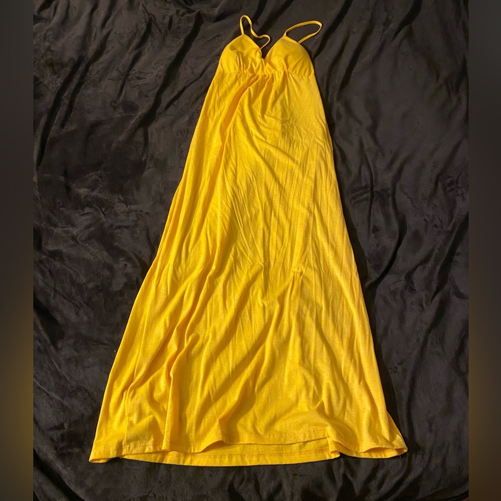 Yellow long Spaghetti strap dress